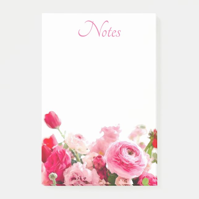Bloco De Notas Rosas Modelo Vazio Flores Aquarela Floral (Frente)
