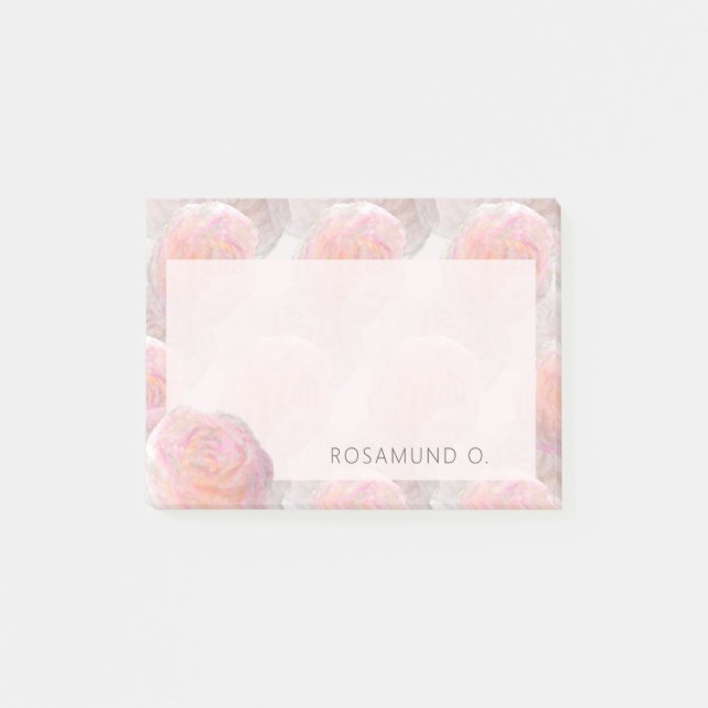 Bloco De Notas Rosas Pastel Sonhadoras Abstratas com Nome (Frente)