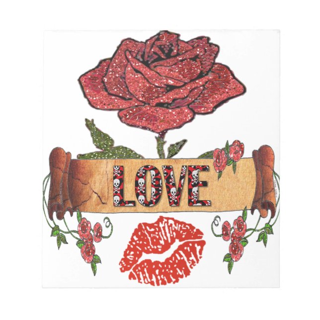 Bloco De Notas Rosas Rockabilly RAB, Amor & Batom (Frente)