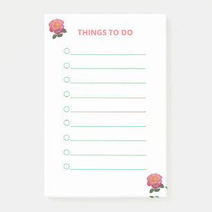 Bloco De Notas Rosas Rosa Coisas A Fazer