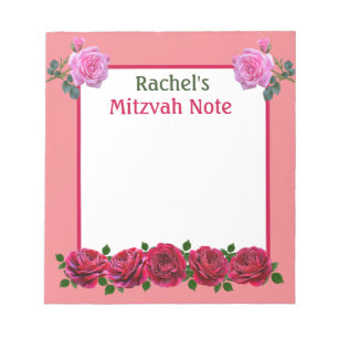 Bloco De Notas Rosas Rosa Mitzvah Nota Meninas Notepad