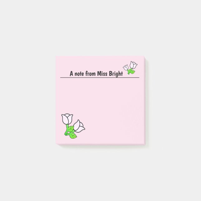 Bloco De Notas Rosas Rosa Postadas Notas (Frente)