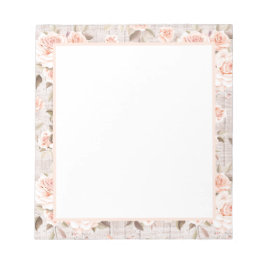 Bloco De Notas Rosas Russos de Madeira e Vintage Chique Romântico