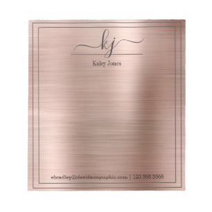Bloco De Notas Rose Gold Personalized Name   From The Desk Of