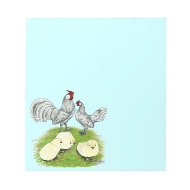 Bloco De Notas Rosecomb Bantams e pintinhos (Frente)