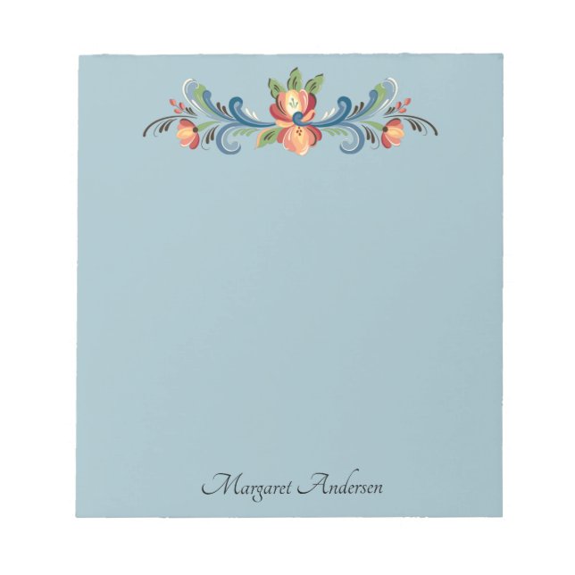 Bloco De Notas Rosemaling Blue e Red (Frente)