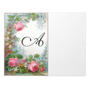BLOCO DE NOTAS ROSES E JASMINS BELEZA FLORAL MONOGRAMA