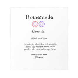 Bloco De Notas Rosquinhas caseiras feitas com amor adicionar text