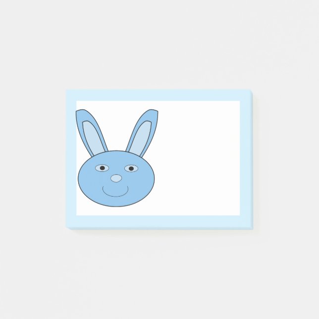 Bloco De Notas Rosto de Coelho Azul Menino Primavera Páscoa (Frente)
