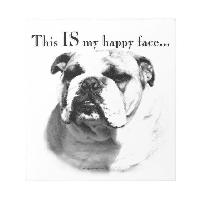 Bloco De Notas Rosto Feliz do Buldogue (Frente)