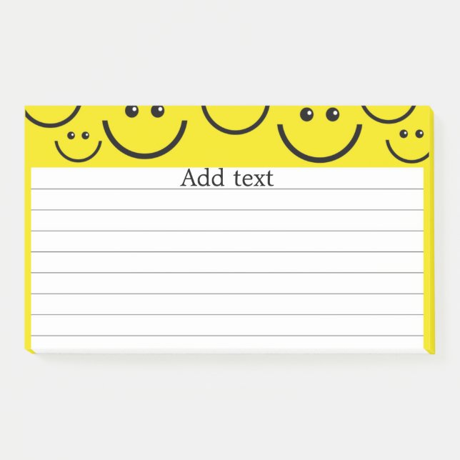 Bloco De Notas Rostos sorridentes em Modelo amarelo-sol Postado-i (Frente)