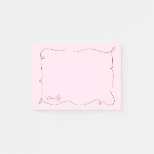Bloco De Notas Roteiro Caprichoso Francês Nome Personalizado Rosa