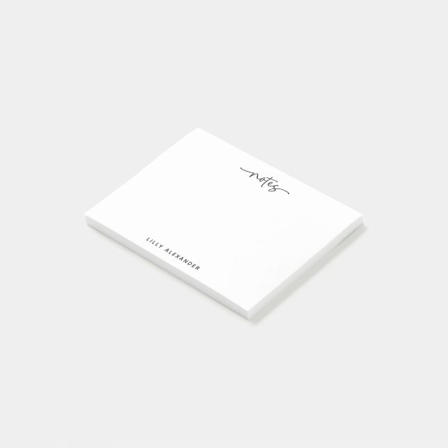 Bloco De Notas Roteiro Manuscrito Simples  Swashes Preto e Branco (Inclinado)