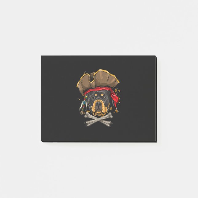 Bloco De Notas Rottweiler Pirate Dog Halloween Jolly Roger Gift. (Frente)