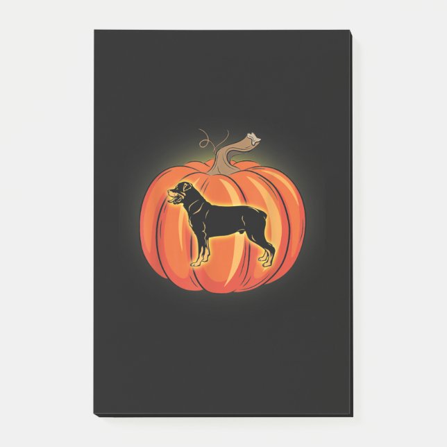 Bloco De Notas Rottweiler Pumpkin Halloween Cachorro (Frente)