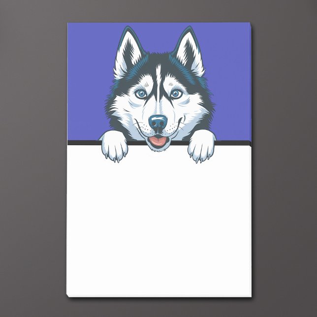 Bloco De Notas Rouco Cute Siberian Husky Puppy Dog Dons. (Cute Husky Post-it Notes with a peeking Siberian Husky for dog lovers.)