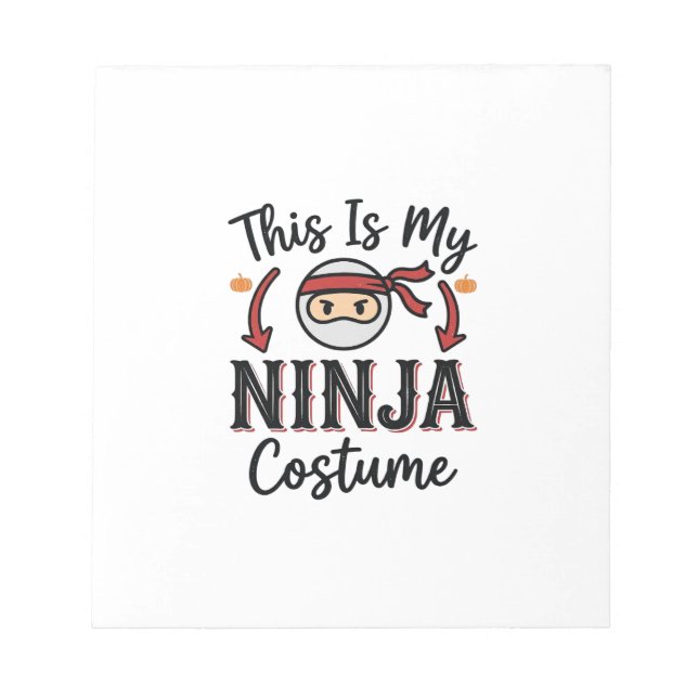 Bloco De Notas Roupa de Ninja Engraçado Design Vetorial de Hallow (Frente)