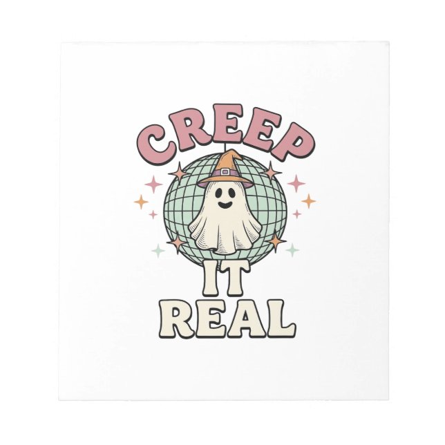 Bloco De Notas Roupas de Halloween Creep It Real Ghost Disco_1 (Frente)