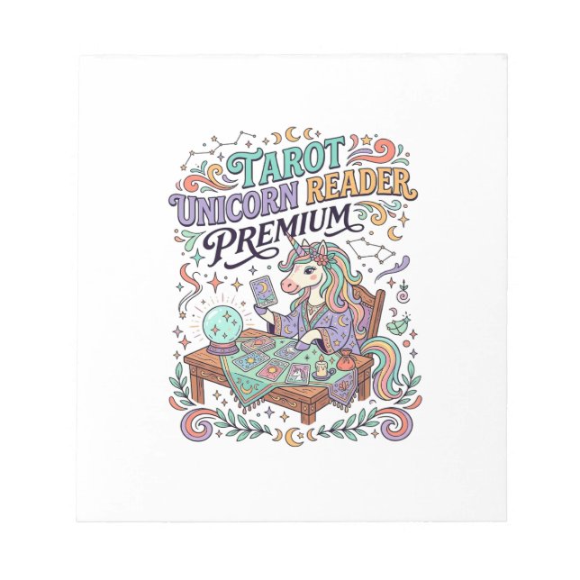 Bloco De Notas Roupas Kawaii Premium Leitor de Tarot Unicórnio (Frente)