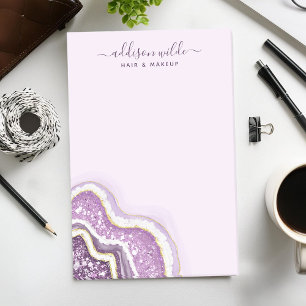 Bloco De Notas Roxo Âmbar Brilho Ágata Geodo Luxo Chic