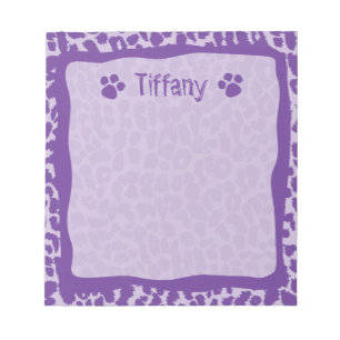 Bloco de notas roxo do animal da chita do leopardo