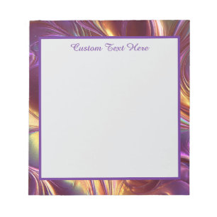 Bloco De Notas Roxo Dourado Redemoinho Abstrato Elegante Personal