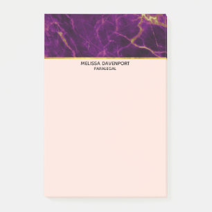 Bloco De Notas Roxo Moderno e Dourado Abstrato Marble