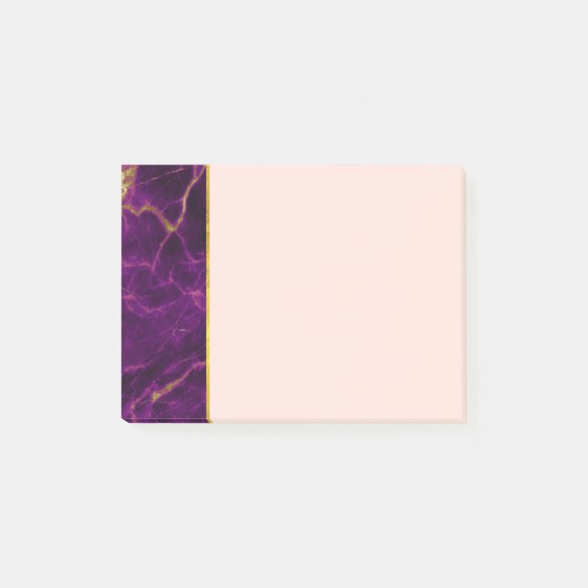 Bloco De Notas Roxo Moderno e Dourado Abstrato Marble (Frente)