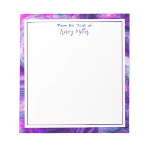 Bloco De Notas Roxo personalizado e Abstrato azul