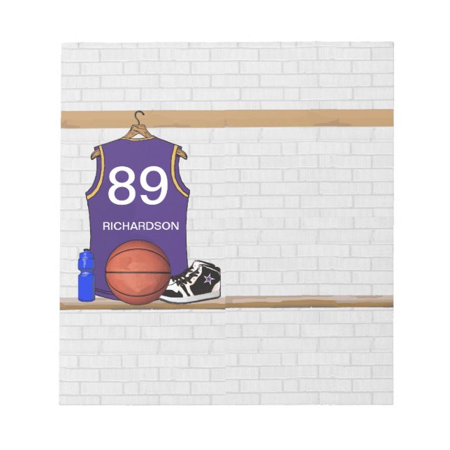 Bloco De Notas Roxo Personalizado e Basquete Dourado (Frente)
