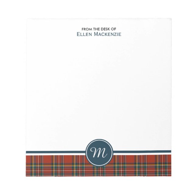 Bloco De Notas Royal Stewart Tartan Monograma (Frente)