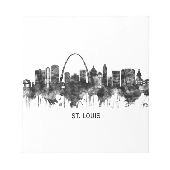 Bloco De Notas Rua Louis Missouri Skyline BW (Frente)
