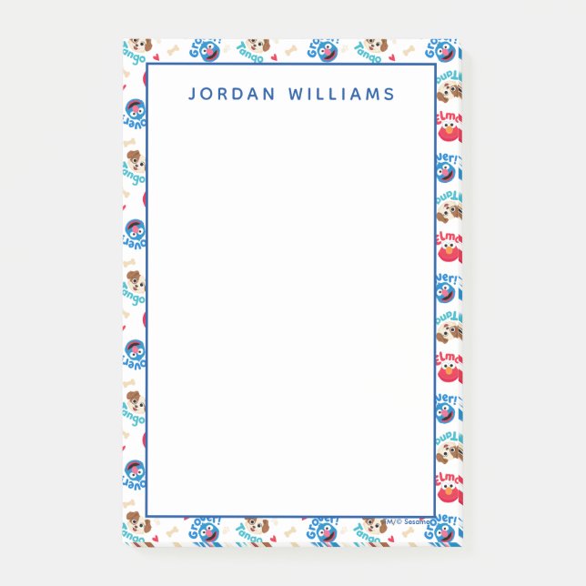 Bloco De Notas Rua Sésamo | Padrão Tango, Elmo e Grover (Frente)