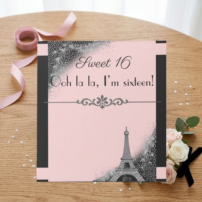 Bloco De Notas Rubor Parisiense Rosa Torre Eiffel Doce Noite de 1 (Parisian Blush Pink Eiffel Tower Sweet 16 Night Notepad)