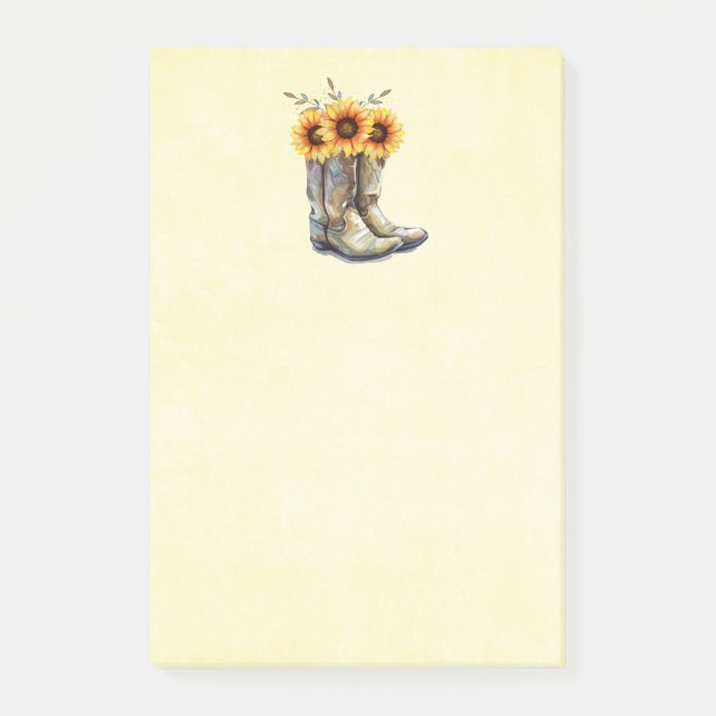 Bloco De Notas Russo Cowboy Boots com Girassóis (Frente)