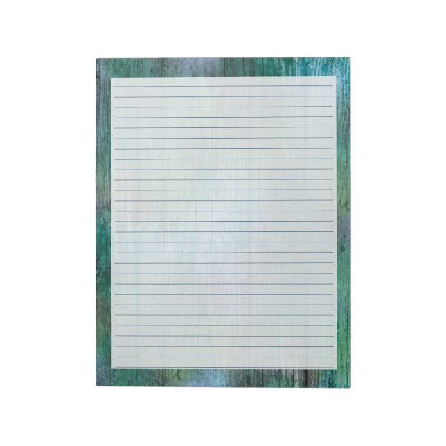 Bloco De Notas Rustic Boho Blue Green - Blue Wide Lined 8,5"x11" (Invertido)