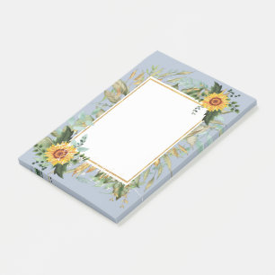 Bloco De Notas Rustic BOHO Sunflower Casamento Verde