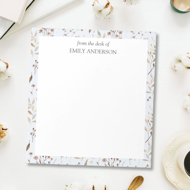 Bloco De Notas Rustic Brown Floral Botânico Da Mesa (In situ)