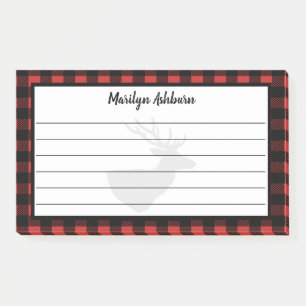 Bloco De Notas Rustic Deer Silhouette & Buffalo Check Xadrez