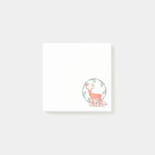 Bloco De Notas Rustic Reindeer Boho Watercolor (Frente)
