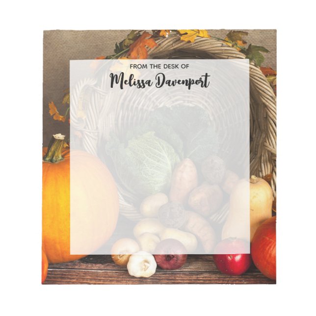 Bloco De Notas Rustic Thanksgiving Table Bountiful Harvest (Frente)