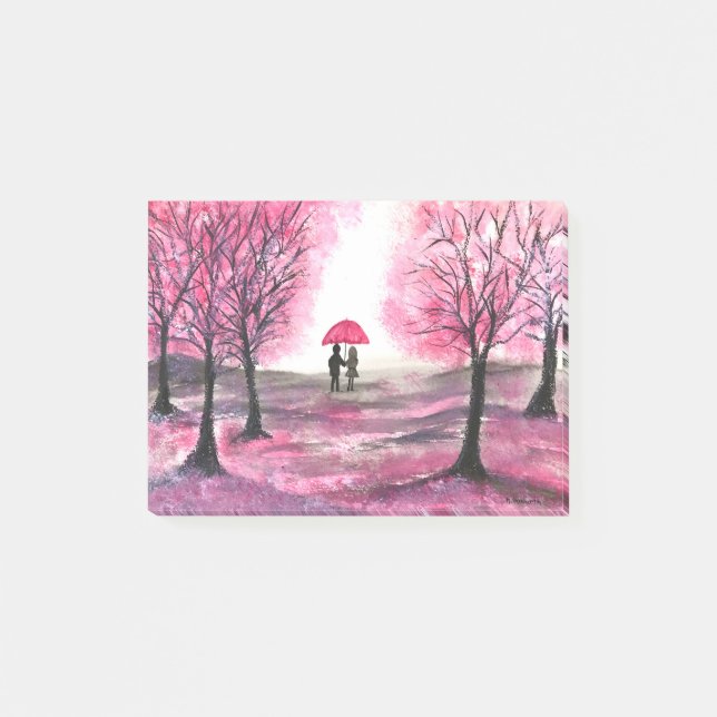 Bloco De Notas Rustic wedding love couple cherry blossoms tree (Frente)
