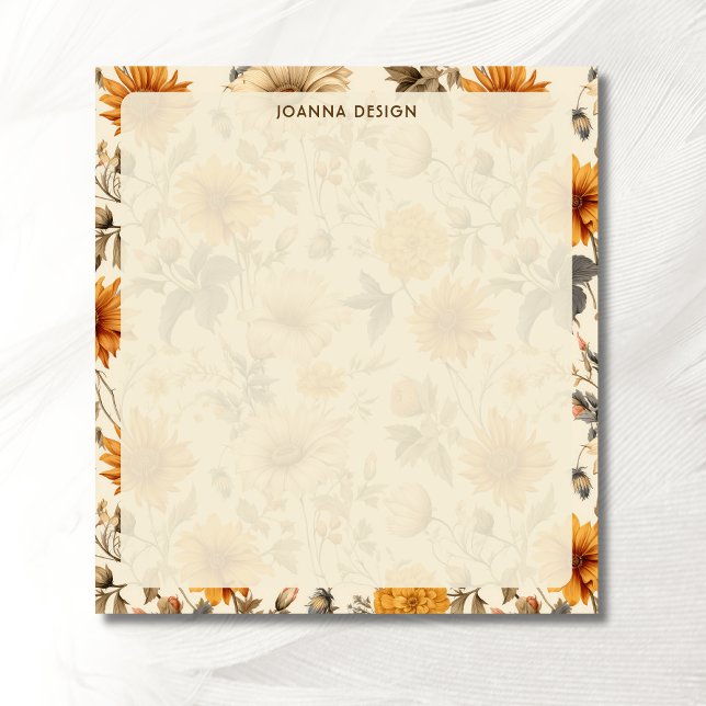 Bloco de Notas Rústico Creme Flor Silvestre Chic (Criador carregado)