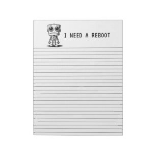 Bloco De Notas Sad Robot - Preciso De Uma Reinicialização