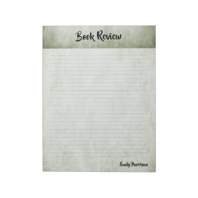 Bloco De Notas Sage Green Minimalist Modern Book Review (Invertido)