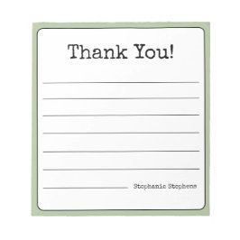 Bloco De Notas Sage Green Retro Obrigado Seu Nome Vinculado