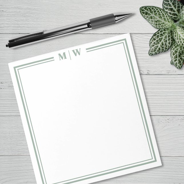 Bloco De Notas Sage Verde Monograma (Sage Green Monogram Notepad)