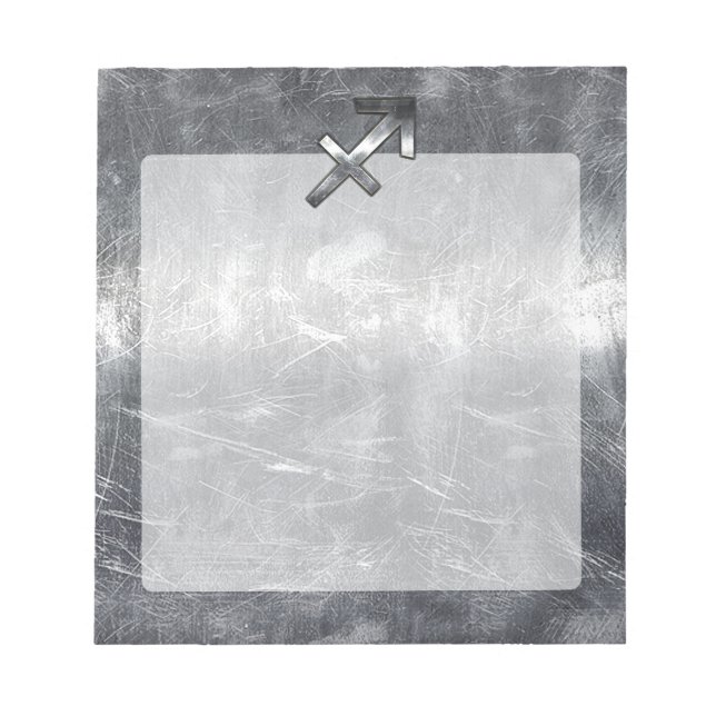 Bloco De Notas Sagitário Zodiac Silver em Aço Vestido (Frente)