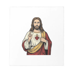 Bloco De Notas Sagrado Coração Jesus Arte Vetorial de Gravura Vin