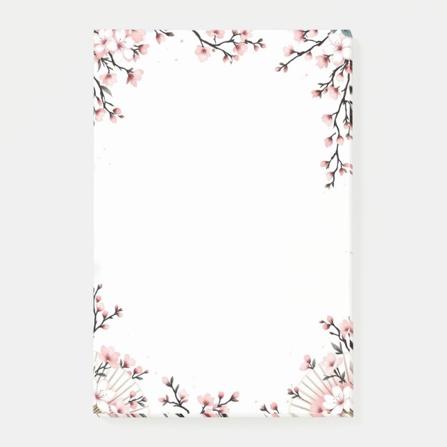 Bloco De Notas Sakura Blossoms and Fans (Frente)